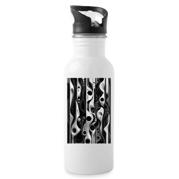 Mécanique abstraite Noir et Blanc - Gourde avec paille intégrée - blanc - Droite