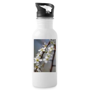 Delicate white cherry blossoms in spring - Water bottle with straw - white - Right