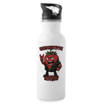 Reisegruppe Erdbeere - Trinkflasche mit integriertem Trinkhalm - Weiß - Rechts