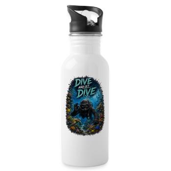 Dive And Let Dive - Tauche Und Lass Tauchen - Water bottle with straw - white - Right