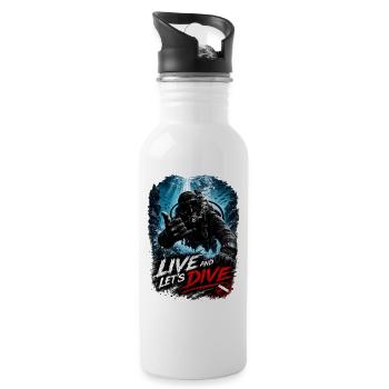 Live and Let's Dive – Scuba Diver Shaka | Diving - Water bottle with straw - white - Right