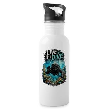 Live and Let's Dive – Scuba Diver | Diving - Water bottle with straw - white - Right