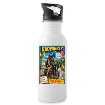 Der Radfahrer – nur noch eine kleine Runde - Trinkflasche mit integriertem Trinkhalm - Weiß - Rechts