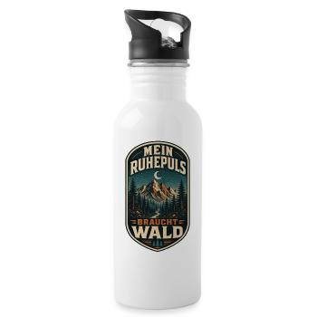 Mein Ruhepuls braucht Wald - Trinkflasche mit integriertem Trinkhalm - Weiß - Rechts