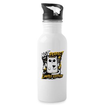 Not Perfect – Limited Cat Edition - Water bottle with straw - white - Right