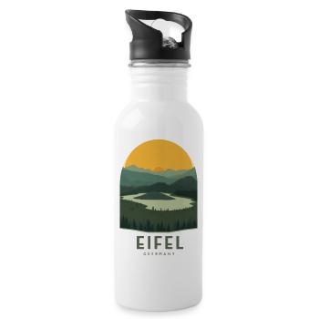 Eifel Germany | Vintage National Park - Trinkflasche mit integriertem Trinkhalm - Weiß - Rechts
