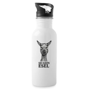 Sei Kein Esel – Karikatur - Trinkflasche mit integriertem Trinkhalm - Weiß - Rechts