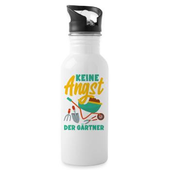 Der Gärtner Regelt Das - Trinkflasche mit integriertem Trinkhalm - Weiß - Rechts