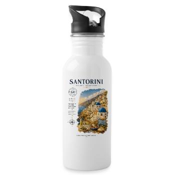 Santorini Inseltraum - Trinkflasche mit integriertem Trinkhalm - Weiß - Rechts