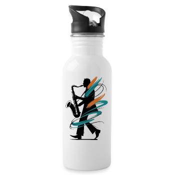 Fahrradkunst Mit Spiralformen - Trinkflasche mit integriertem Trinkhalm - Weiß - Rechts