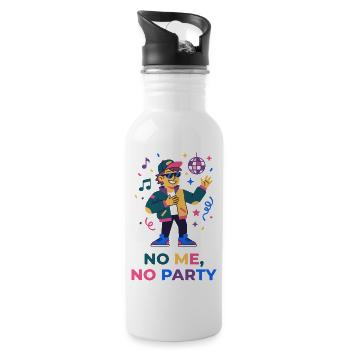 Keine Party ohne mich – lustiges Party-T-Shirt - Trinkflasche mit integriertem Trinkhalm - Weiß - Rechts