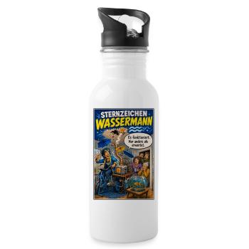 Sternzeichen Wassermann - Anders ist volle Absicht - Trinkflasche mit integriertem Trinkhalm - Weiß - Rechts