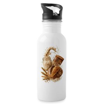 Handwerksbrot und rustikaler Sauerteig - Trinkflasche mit integriertem Trinkhalm - Weiß - Rechts