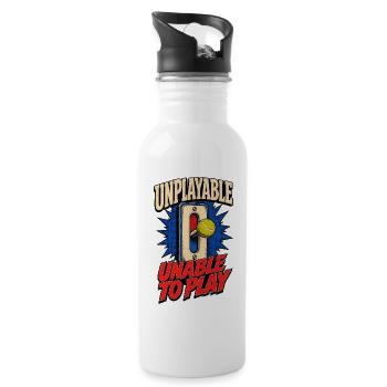 Unplayable – Unable to Play  - Trinkflasche mit integriertem Trinkhalm - Weiß - Rechts