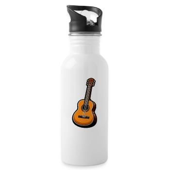 Orange Klassikgitarre auf Schwarz - Trinkflasche mit integriertem Trinkhalm - Weiß - Rechts