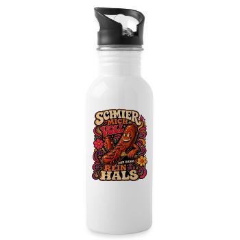 Schmier mich voll! - Trinkflasche mit integriertem Trinkhalm - Weiß - Rechts