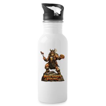 Bratwurst Viking - Trinkflasche mit integriertem Trinkhalm - Weiß - Rechts