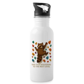 Bouldern Waschbär Motivation: Climb New Heights - Trinkflasche mit integriertem Trinkhalm - Weiß - Rechts