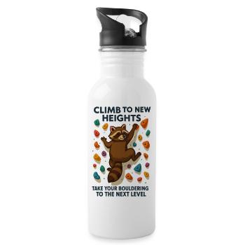 Bouldern Waschbär Motivation: Climb New Heights - Trinkflasche mit integriertem Trinkhalm - Weiß - Rechts