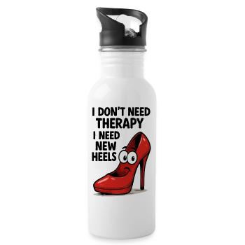 High Heels Therapy Cartoon: Comic Schuhe mit Spruc - Trinkflasche mit integriertem Trinkhalm - Weiß - Rechts