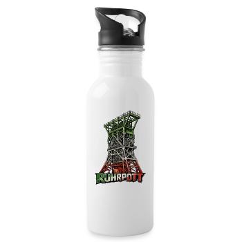 Ruhrpott Förderturm Zeche Consolidation Design - Trinkflasche mit integriertem Trinkhalm - Weiß - Rechts