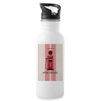 Refuel Your Soul - Premium Coffee Poster - Trinkflasche mit integriertem Trinkhalm - Weiß - Rechts