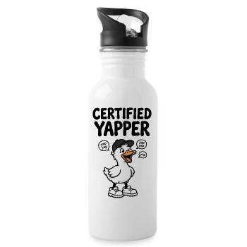 Funny duck as a chattering yapper - Water bottle with straw - white - Right