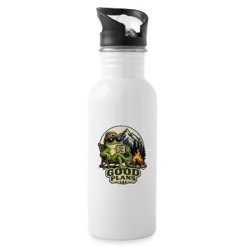 Guter Plan am Lagerfeuer Frosch - Trinkflasche mit integriertem Trinkhalm - Weiß - Rechts