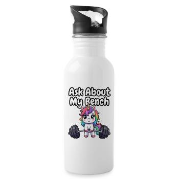 Frag nach meinem Bench Unicorn - Trinkflasche mit integriertem Trinkhalm - Weiß - Rechts