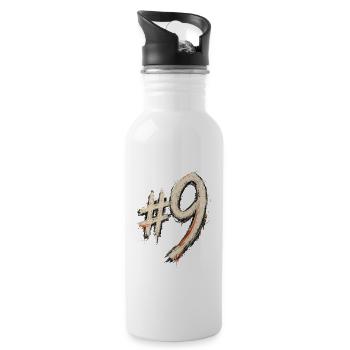 Kreide #9 Hashtag Stil - Trinkflasche mit integriertem Trinkhalm - Weiß - Rechts