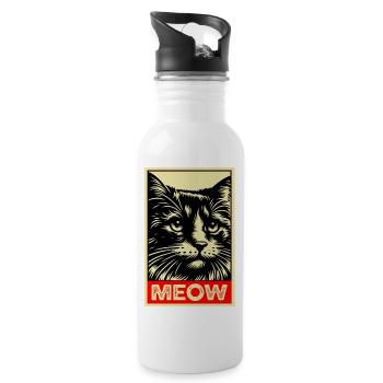 Meow Cat Poster Poster Cat Cadeau - Gourde avec paille intégrée - blanc - Droite