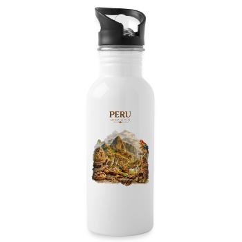 Peru Inca Land Heritage Art - Trinkflasche mit integriertem Trinkhalm - Weiß - Rechts
