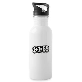 1+1=69 Grunge Typo Position, Couple, Couple, Meet - Water bottle with straw - white - Right