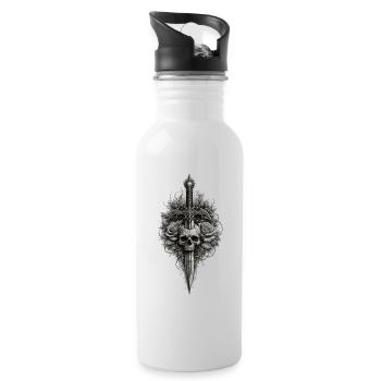 Graphique gothique de la dague Skull Rose - Gourde avec paille intégrée - blanc - Droite
