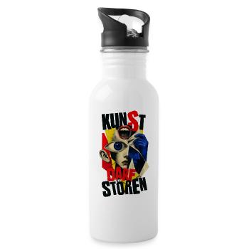 Art Is Allowed to Disturb – Collage Street Art & Dadaism - Water bottle with straw - white - Right