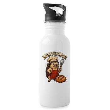 Backstubenboss Igel Koch - Trinkflasche mit integriertem Trinkhalm - Weiß - Rechts