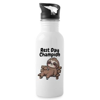 Rest Day Champion Sloth - Water bottle with straw - white - Right