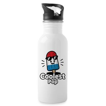 Lustiger Opa, der coolste Papa - Trinkflasche mit integriertem Trinkhalm - Weiß - Rechts