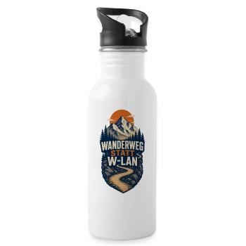 Wanderweg Statt WLAN – Berge Camping & Outdoor - Trinkflasche mit integriertem Trinkhalm - Weiß - Rechts