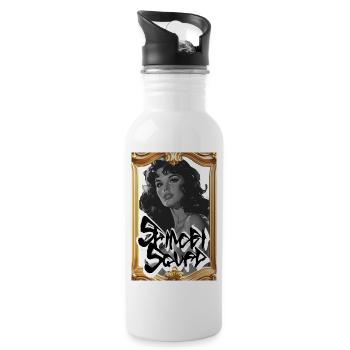 Monochrome Graffiti Portrait - Water bottle with straw - white - Right