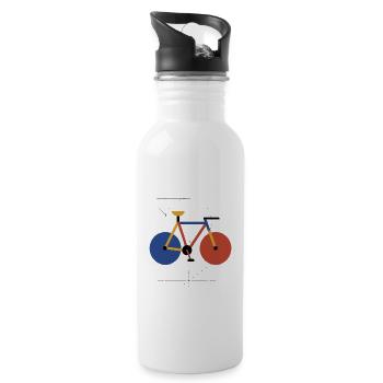 Minimalistische Fahrrad-Primärfarben - Trinkflasche mit integriertem Trinkhalm - Weiß - Rechts