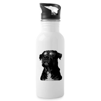 City view dog with sunglasses - Water bottle with straw - white - Right