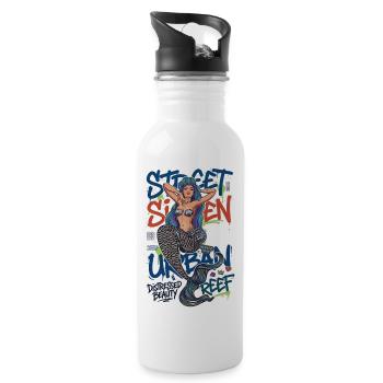 Street Siren Urban Mermaid Graffiti Streetwear Art - Water bottle with straw - white - Right