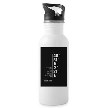 Paris Koordinaten Poster Minimalistisch - Trinkflasche mit integriertem Trinkhalm - Weiß - Rechts