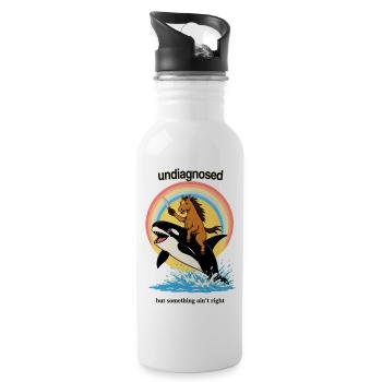 Pony on Orca – Absurd Chaos - Water bottle with straw - white - Right