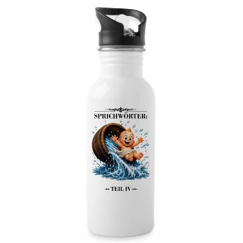 Sprichwort Kind mit dem Bade ausschütten - Trinkflasche mit integriertem Trinkhalm - Weiß - Rechts