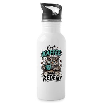 Erst Kaffee, dann reden! - Trinkflasche mit integriertem Trinkhalm - Weiß - Rechts
