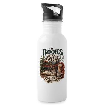 Books and Coffee - Water bottle with straw - white - Right