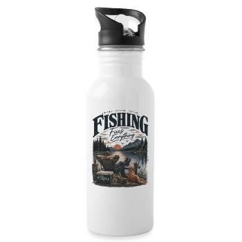 Angling - Water bottle with straw - white - Right