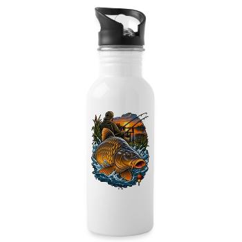 Evening fishing with golden carp - Water bottle with straw - white - Right